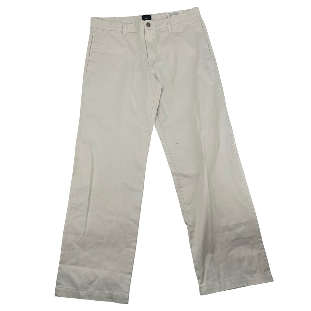 H&M Men's Chino Pants Relaxed Straight Beige Cotton 36x31